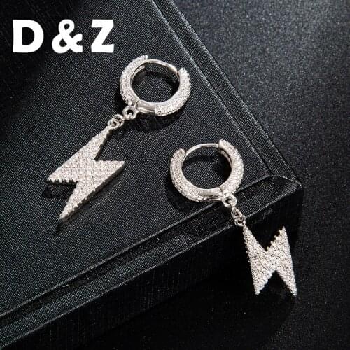 D&Z Gold Silver Color Copper with AAA+ Zircon Lighting Geometric Earrings For Hipster Hip Hop Ear Jewelry