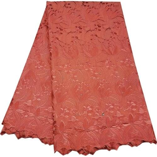 SJ Lace 2021 African 100% Cotton Lace Fabric Latest Voile Lace In Switzerland With Stones For Women Dress Party h3-71