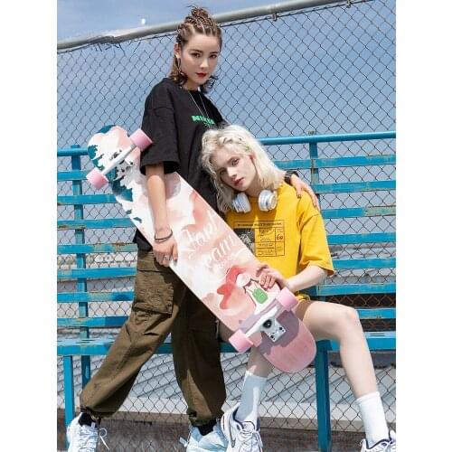 GY Longboard Skateboard Girls Beginner Dance Scrubbing Brush Street Boys Flat Professional Adult Four-Wheel Child Scooter