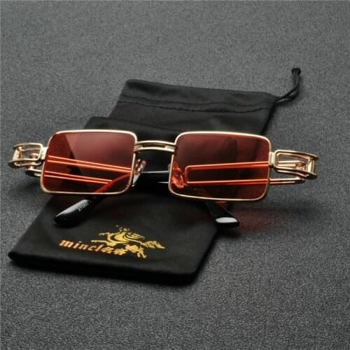 Women&Men Fashion Small Rectangle Sunglasses Vintage Metal Frame Hip Hop Sun Glasses Brand Red Yellow Sunglass Retro Shades NX