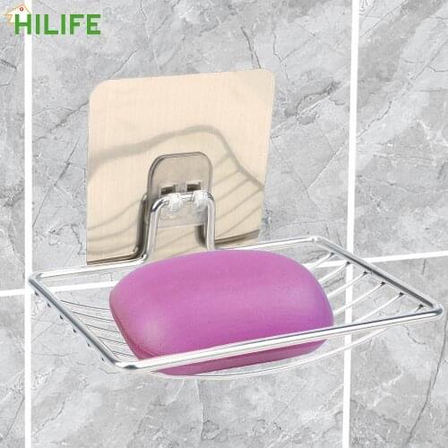 Soap Rack Home Storage Stainless Steel Bathroom Storage Steel Soap Dish Self Adhesive Wall Storage Rack Holder