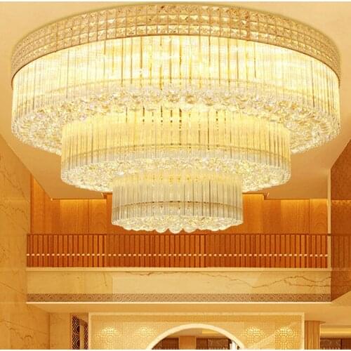 LED Crystal Ceiling Lamps Modern Gold Crystal Ceiling Lights Fixture American Round Home Indoor Lighting 3 White Colors Dimmable