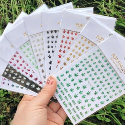 10 Color Luminous Fashion 3D Color Nail Art Stickers Manicure Leaf Weed Design Applique Decoration 8.0 * 10.3CM