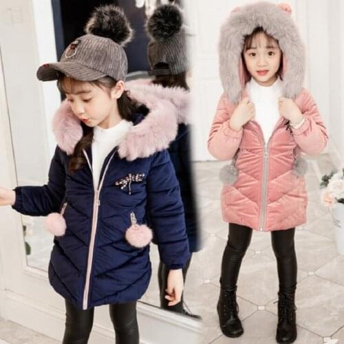 Girls Warm winter Coat Artificial Fur Fashion Long Kids Hooded Jacket Coat For Girl Outerwear Girls Clothes 4-12 Years old