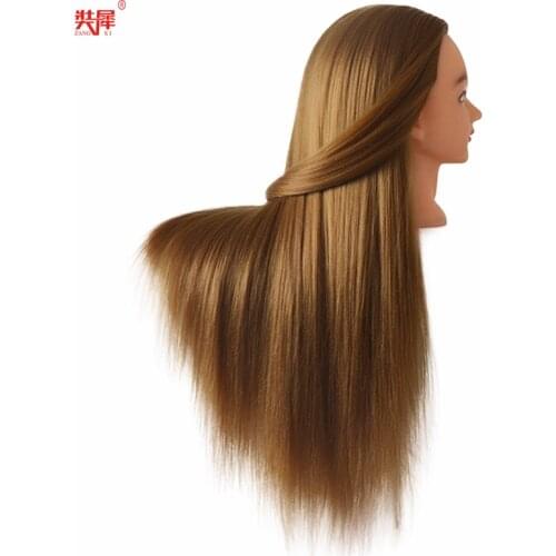 Thick Blonde Long Hair Training Head Professional Bride Hairdressing Dummy Manikin Dolls Good Synthetic Hair Mannequin Head