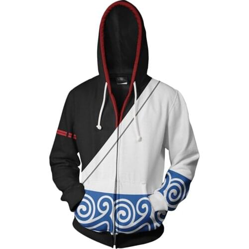 Anime Gintama Sakata Gintoki Cosplay Hoodie 3D Printed Sweatshirt Men Women Casual Streetwear Zip Up Jacket Coat