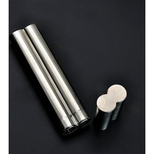 Pro Stainless Steel Cigar Tube Humidor Portable Travel Case Cigar Storage Holder for 2 Cigars