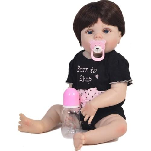 Unique Round face girl Silicone Reborn Baby Doll Toys Bebes Reborn boneca 55 cm alive Newborn Babies Dolls Favorite gift toy