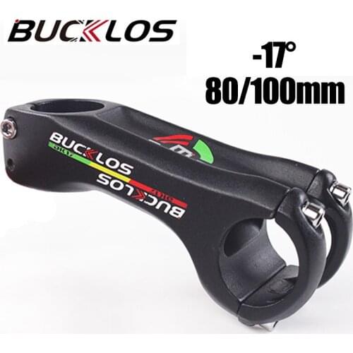 BUCKLOS Bicycle stem road 17 Degree MTB Stem lightweight aluminum alloy stems 80MM 100MM 31.8mm bike Handlebar Parts