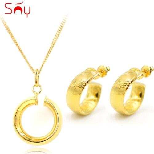 Sunny Jewelry Fashion Jewelry 2020 Women Stud Earrings Pendant Necklace Dubai High Quality Jewelry Set Twisted Round For Party