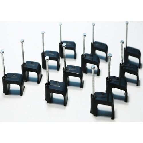 Freeshipping 100PCS Flat Cable Wire Clips 4 5 6 7 8 9 10 12 14mm Cable Managementl Wire Cord Tie Holder cable clips black color