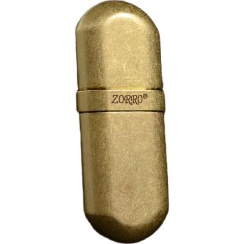 Lighter No fuel)Gadgets ZORRO Metal copper retro kerosene gasoline lighter,can put in cigarette box