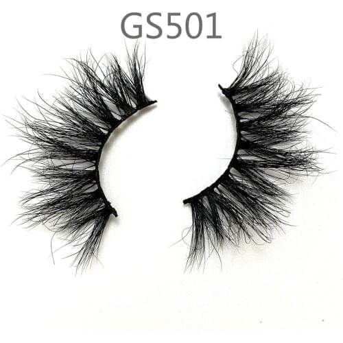 1 Pair 25MM Lashes Dramtic 6D 100% Mink Hair Resuable False Eyelashes Wispies Fluffy Full Strips Eyelashes Long Handmade GS501