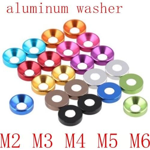 10-20pcs M2 M3 M4 M5 M6 Aluminum Colourful Anodized Countersunk Head Bolt Washers Gasket