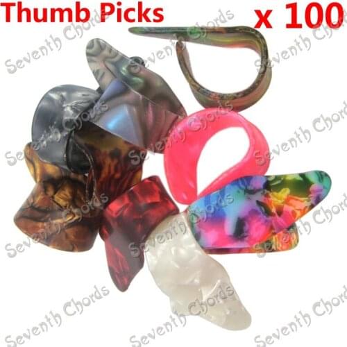100 Pcs mix color Celluloid thumb pick Guitar Picks Plectrums MZ-100