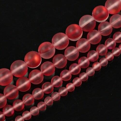 15" Red Glitter Frosted Austria Crystal Dull Polish Moon Stone Loose Beads For Jewelry Making Bracelet Neck 6-12mm
