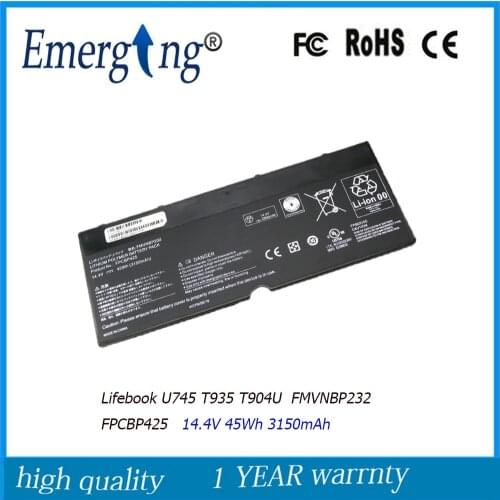 14.4V 45Wh 3150mAh FPCBP425 Laptop Battery for FUJITSU Lifebook U745 T935 T904U FMVNBP232 FPCBP425