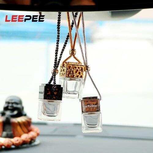 Car Hanging Perfume Air Freshener Empty Glass Bottle For Essential Oils Diffuser Fragrance Rearview Mirror Ornament Car-styling
