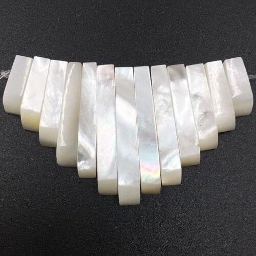 Free shipping Fashion Jewelry White Mother of pearl Shell Oblong Pendant Bead 13pcs 1Set MC8373