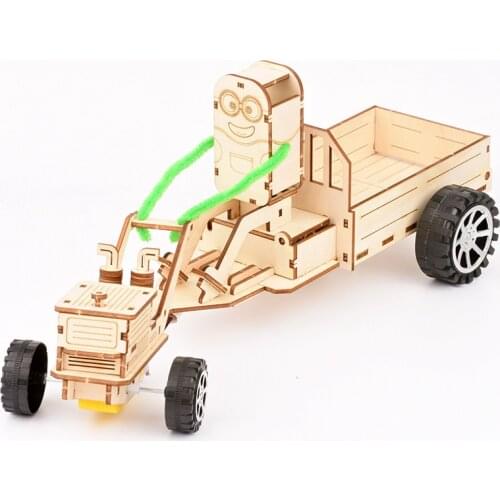 DIY Creative Wooden 3D Assembled Crafts, Tractor-yellow Style, Model Component Crafts, Gifts for Children and Adults P281