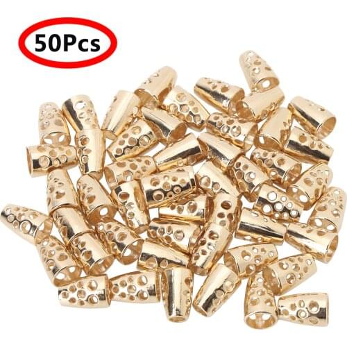 50Pcs Bell Shape Cord Locks Stopper Hollow Out Conical Cord Rope Locks Fastener Ends Stopper for Clothes Bags Shoelace Lanyard