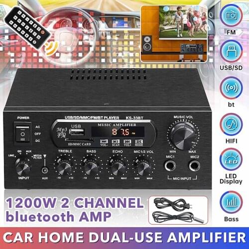 Home Bluetooth Amplifiers 1000W Audio Bass Audio 110V 220V Power Digital Amplifier Hifi FM USB SD LED for Subwoofer Speakers