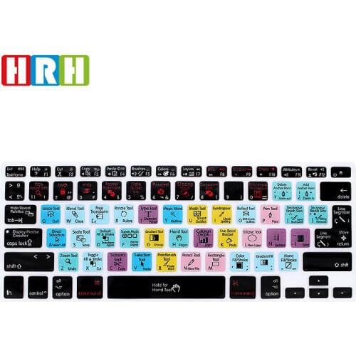 HRH Illustrator AI Spanish Hotkey Shortcuts Silicone Keyboard Cover Protector Skin For Mac Air Pro Retina 13"15"17" EU/US