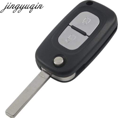 Jingyuqin Remote Folding Car Key Case for Renault Clio Megane Kangoo Modus 2 Button Uncut Blade Flip Fob Shell