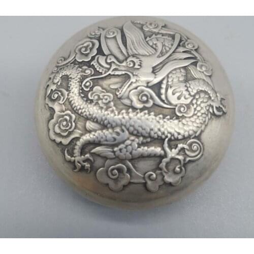 China White copper dragon inkpad box crafts statue
