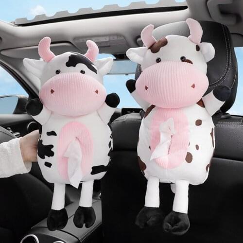 Cow Creative Stomach Tissue Box Soft Cartoon Paper Napkin Case Cute Animals Car Paper Boxes Lovely Napkin Holder For Car Seat