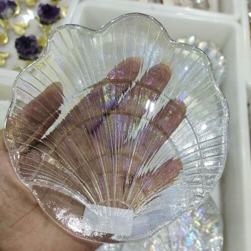 Nail Art Mermaid Crystal Glass Display Tray False Nail Tips Shell Showcase Plate Board Photo Props 3D Nails Jewerly DIY Tool