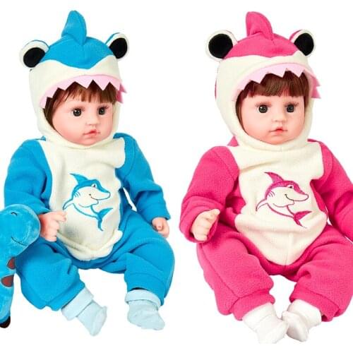JINGXIN PRINSES 45cm Reborn Doll Shark Cloth Soft Silicone Vinyl Dolls Lifelike Real Bebe Girl Lovely Birthday Gift Play House