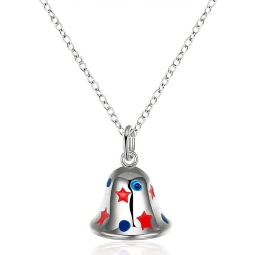 Hot Silver Color Bell Pendant Necklace Pretty Cute Christmas Theme Gift Jewelry For Women Top Quality ANGELTEARS N917
