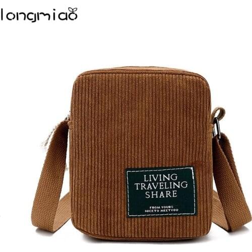 Longmiao Small Messenger Bag for Girls Female Womens Wallet Corduroy Coin Purse Phone Bag Purse Women Luxury Billetera Mujer