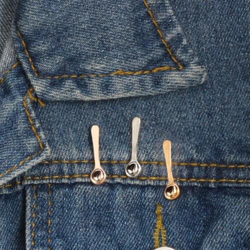 Cute Creative Rose Gold Alloy Enamel Spoon Pin Chef Jewelry Restaurant Waiter Lapel Pin Badge Hat Shirt Bag Decoration Gifts