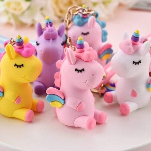 New Unicorn Key chains Charm Animal Key Ring Holder Keychain Fancy Toy for Women Car or Bag Jewelry Gift Pendant EH110