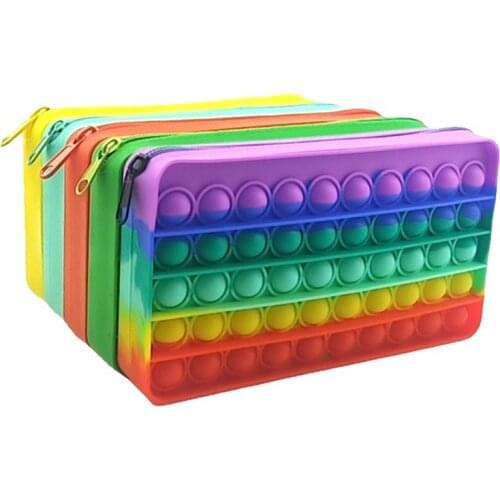 New Pencil Case Pop Its Silicone Stationery Box Children Stress Relief Squeeze Toy Antistress Soft Squishy Kid Gifts Pencil Bag