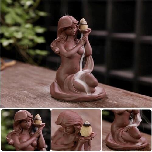 New Product Purple Sand Mermaid Backflow Incense Burner Supply Incense Burner Original Accessories Home Sandalwood C9H9