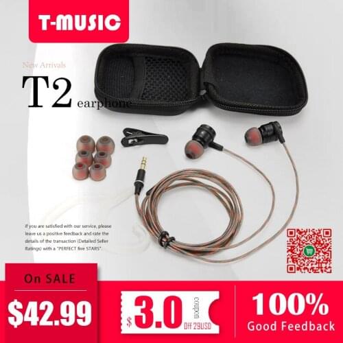 New T2 Hybrid Drive Unit In Ear Earphone Flat Head Plug Headset