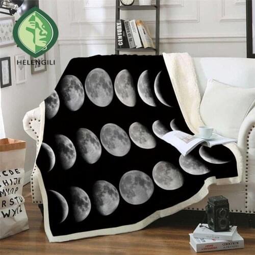 HELENGILI Moon Phase Change Sherpa Blanket Girly Floral Bedspread Velvet Plush Soft Comfortable Home Camping Aircraft Blanket