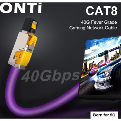 ONTi Cat8 Ethernet Patch Cable High Speed S/FTP 22AWG Screened Solid LAN Network Cable 40Gbps 2000Mhz (2Ghz) for Router/Gaming