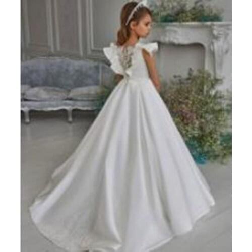 Flower Girl Dresses Lace Appliques Kids Princess Gowns For Weddings First Communion Pageant Wears