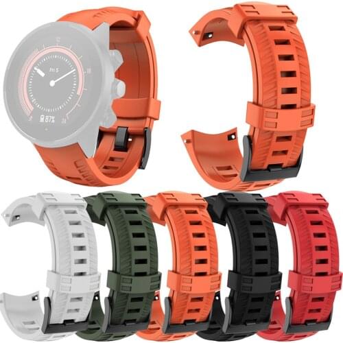 Suitable for SUUNTO 9 /Baro Smart Watch Silicone Strap Tire Pattern 24mm Black Steel Buckle Sports Silicone Wristband Band Strap