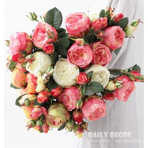 Real touch 3 heads artificial silicone Wrap heart rose flower wholesale hand felt latex flowers wedding decorative rose 6pcs