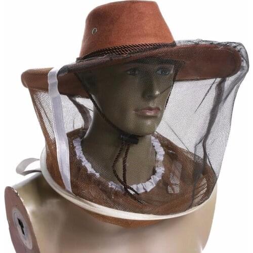 Professional Beekeeping Hat Beekeeper Cowboy Hat Anti Mosquito Bee Insect Veil Net Hat Full Face Neck Wrap Protector