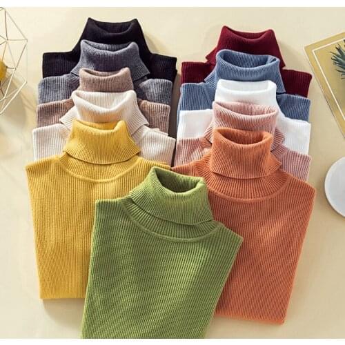Fashion Knitted Turtleneck Sweater Woman Autumn Long Sleeve Pullover Women Sweater Solid Soft Jumper Winter Clothes Women 16200