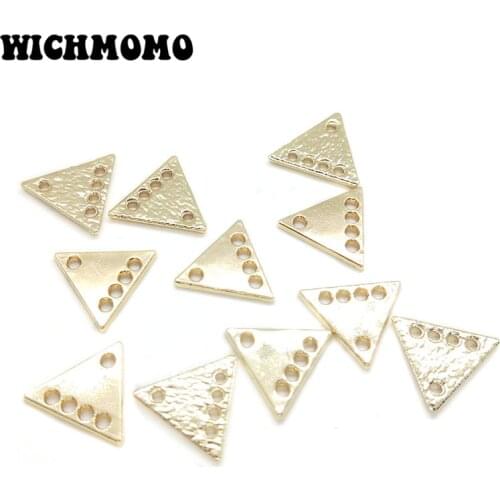 New 15mm 10pcs Triangle Connector Zinc Alloy Plating Gold Earrings Porous Connector Charms Pendant for DIY Jewelry Accessories