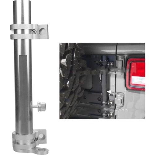 X7AE Hinge Flagpole Holder Bracket for Wrangler JK Heavy Duty Steel Multi-Function Black Silver Stand