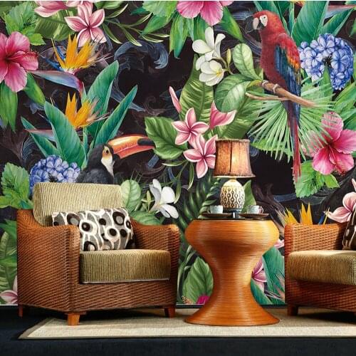 Southeast Asia flower Bird Wallpaper Murals for Walls Bedroom Photo Print Wallpapers 3 d Wall Paper Papier Modern Wall Coverings