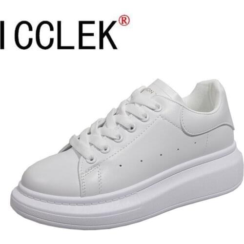 New Designer Shoes Woman Wedges Platform Sneakers Lace-Up Breathable Casual Chunky Ladies White Big Size 44